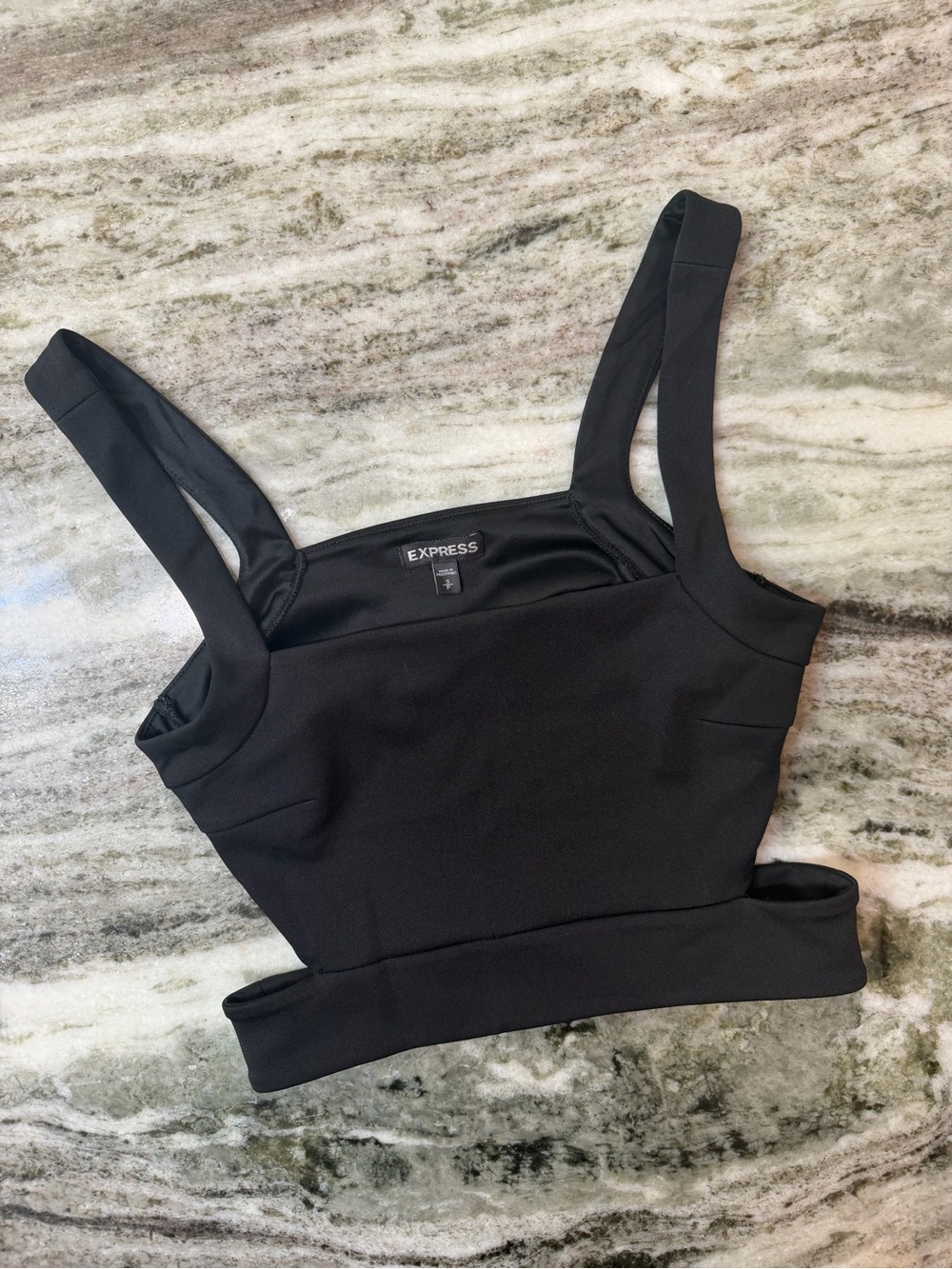 Express Black Square Neck Crop Tank